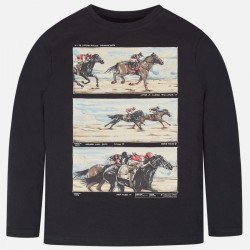 Παιδική αγορίστικη μαύρη μπλούζα με στάμπα ιππασία Mayoral