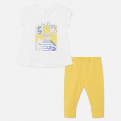 Βρεφικό κίτρινο σετ μπλούζα Hello με κολάν MAYORAL