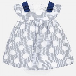 Βρεφικό μπλέ μαρίν φόρεμα πουά με βρακάκι MAYORAL